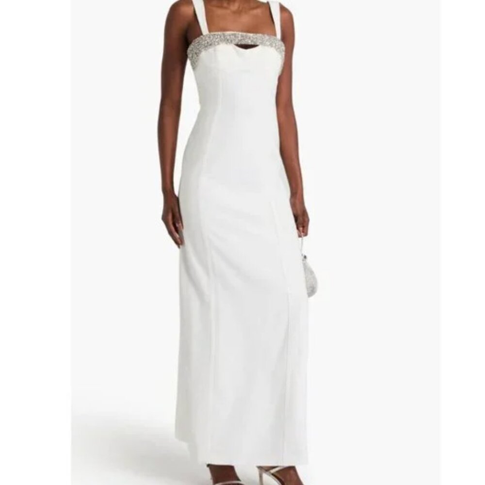 NWT SIMKHAI Lennox crystal-embellished cutout crepe gown